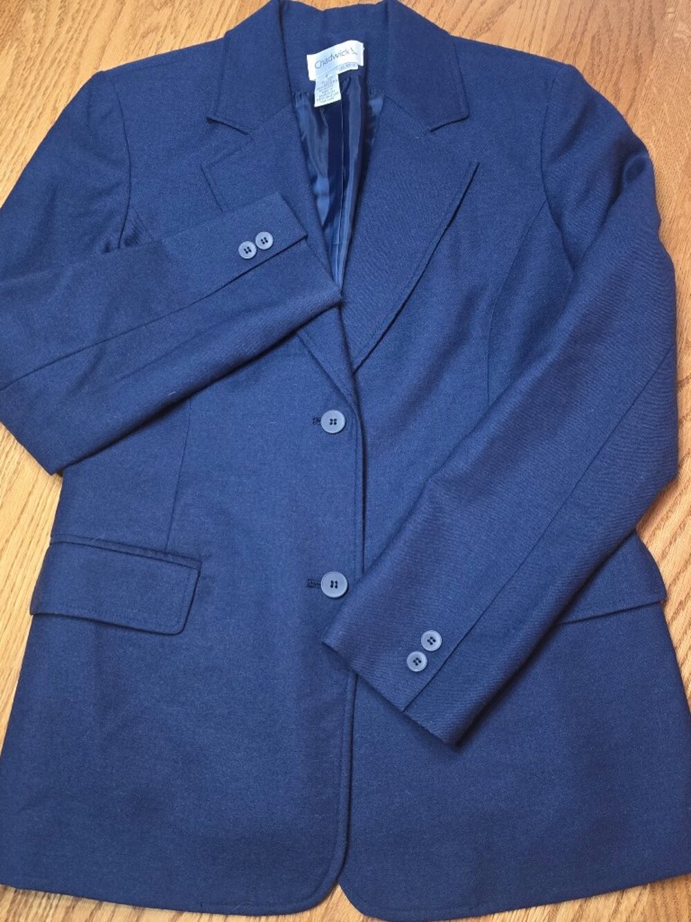 Chadwicks 100% Wool Blazer Navy Women Size 8